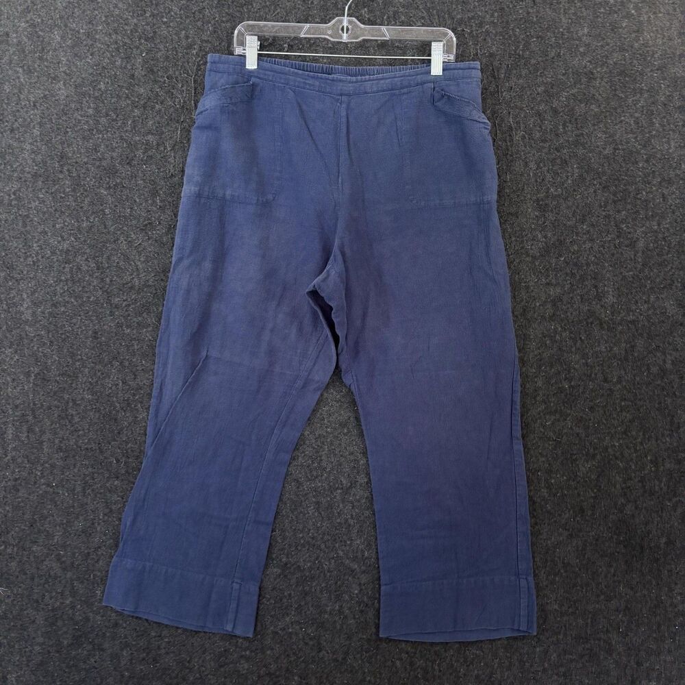 Soft Surroundings Pants Women's XL Petite Blue Cotton Wide Leg Pull On Lounge